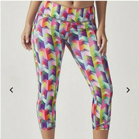 Fabletics Pants - Fabletics Lima Rainbow Chevron Capri Leggings